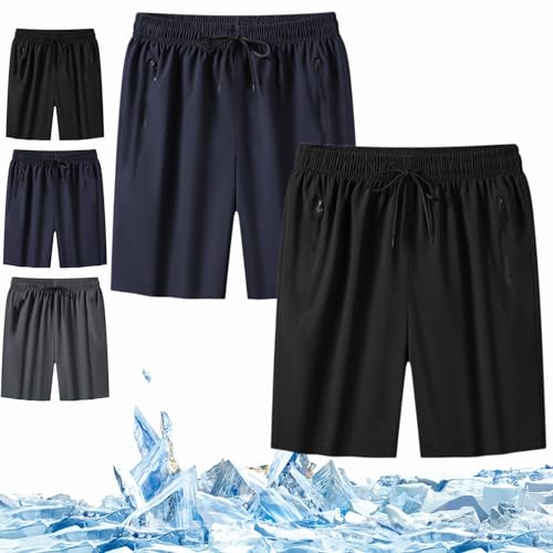 Unisex Super-Stretch-Schnelltrocknende Shorts,Men's Plus Size Ice Silk Stretch Shorts,Mesh Fahrradhose Schnelltrocknende Shorts (Blau+Schwarz,4XL) von Donubiiu