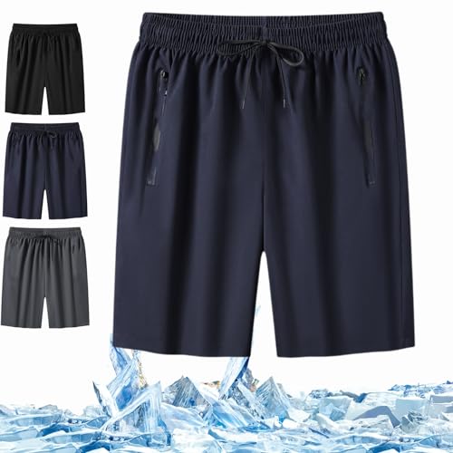 Unisex Super-Stretch-Schnelltrocknende Shorts,Men's Plus Size Ice Silk Stretch Shorts,Mesh Fahrradhose Schnelltrocknende Shorts (Blau,4XL) von Donubiiu
