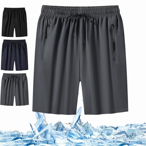 Unisex Super-Stretch-Schnelltrocknende Shorts,Men's Plus Size Ice Silk Stretch Shorts,Mesh Fahrradhose Schnelltrocknende Shorts (Grau,8XL) von Donubiiu