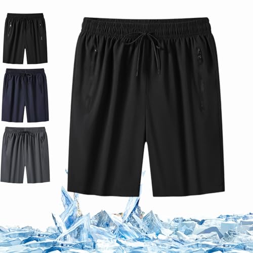 Unisex Super-Stretch-Schnelltrocknende Shorts,Men's Plus Size Ice Silk Stretch Shorts,Mesh Fahrradhose Schnelltrocknende Shorts (Schwarz,XXL) von Donubiiu