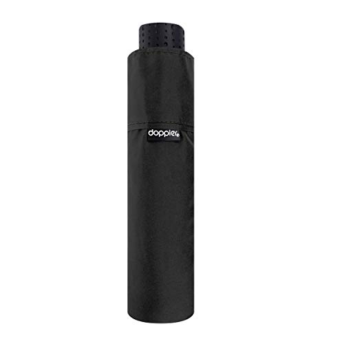 doppler Taschenschirm Fiber Havanna Uni – Extrem leicht – Kompakte Größe – 22 cm – Schwarz von Doppler
