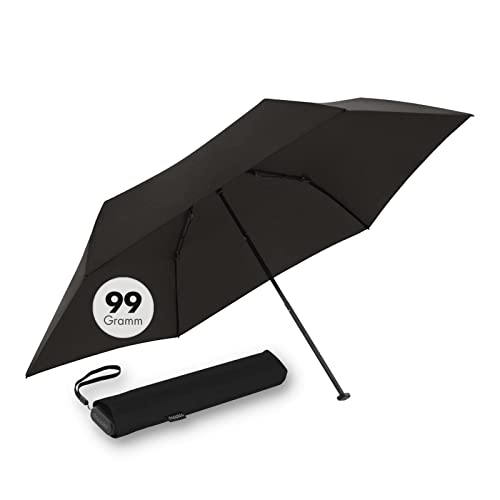 Doppler Taschenschirm Zero,99 Flat I Ultra leichter Regenschirm in Simply Black I Kleiner Schirm I Mini Regenschirm I Leicht zu Öffnen I Flach & kompakt I Taschenregenschirm windproof von Doppler