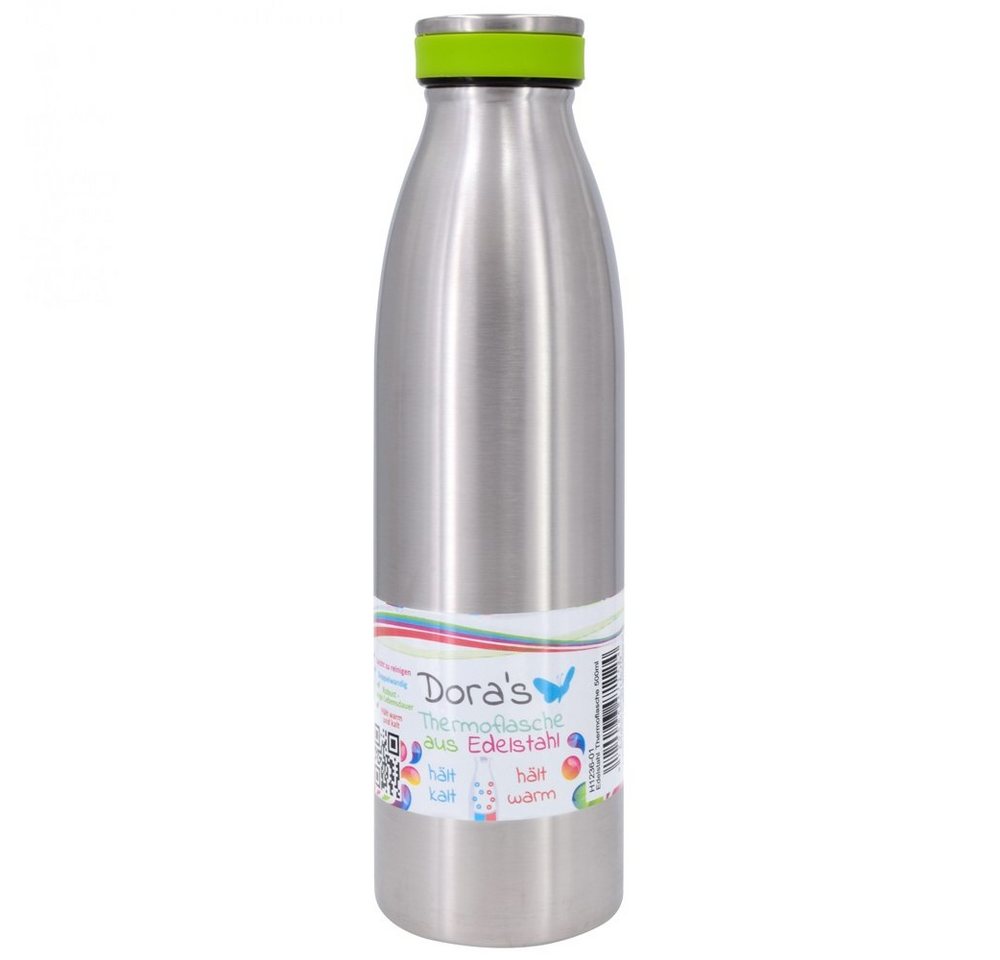 Dora's Trinkflasche Edelstahl Thermoflasche mit Silikonring 500ml oder 750ml von Dora's