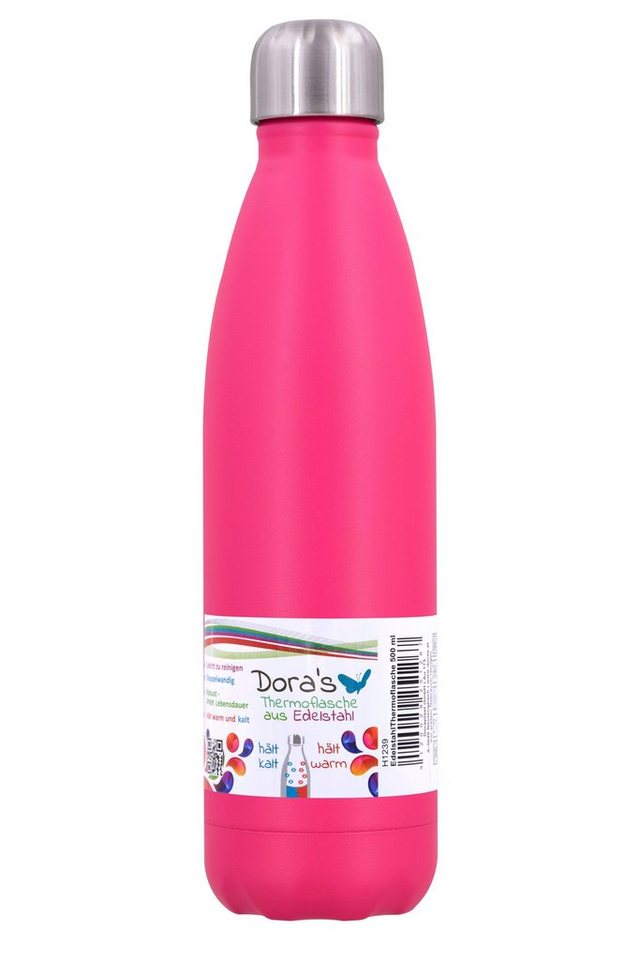Dora's Trinkflasche Edelstahl Thermoflasche pink 500ml von Dora's