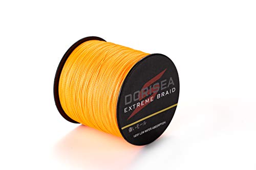 DORISEA Extreme Braid Angelschnur, 100 % PE, geflochten, 2,7–250 kg, 100 m, abriebfest, unglaubliche Superline Zero Stretch (Orange, 2,5 mm (16 Stränge)) von Dorisea