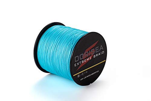 Dorisea Extreme Braid 100% PE 1000 m geflochtene Angelschnur, 2,7–227 kg Test, Angeldraht, Angelschnur, Abriebfest, unglaublich, Superline Zero Stretch (blau, 45,4 kg/1093 m) 0,55 mm. von Dorisea