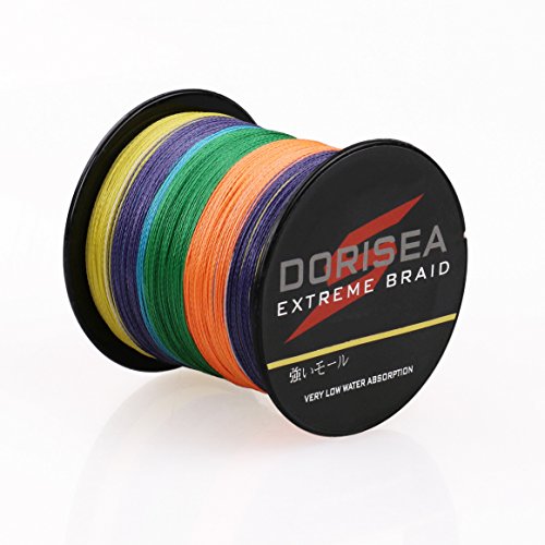 Dorisea Extreme Braid Angelschnur, 100 % Pe, geflochten, 2,7–250 kg, 500 m, abriebfest, unglaubliche Superline, Zero Stretch, kleiner Durchmesser (mehrfarbig, 9,1 kg/0,20 mm) von Dorisea