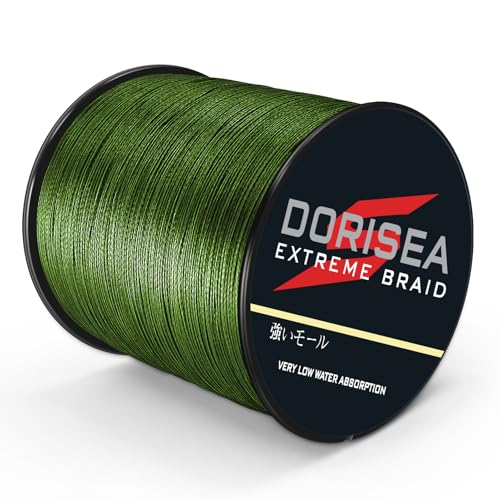 Dorisea Extreme Braid geflochtene Angelschnur, 100 % PE, 2,7–136 kg getestet, 100 m, abriebfest, unglaubliche Superline, kein Dehnen, kleiner Durchmesser, Armeegrün, 6,8 kg/0,18 mm von Dorisea
