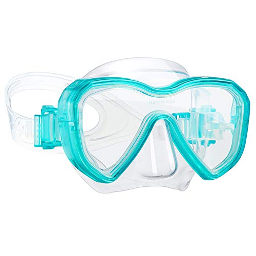 Dorlle Kinder Taucherbrille Tauchmaske,Anti-Fog und Anti-Leck Schnorchelbrille Schwimmbrille Wasserdicht Tempered Glas Maske für Kinder,Grün von Dorlle