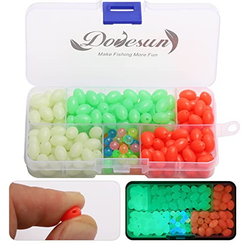 Dovesun Weich Gummi Fischperlen Zubehör für die Fischerei Leuchtende Oval mit Angelkoffer 8 * 12mm (0.31 * 0.47in) 230pcs von Dovesun