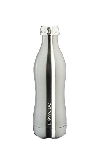 Dowabo Thermoskanne Schwarz, Doppelwandig, Vakuum isoliert, wiederverwendbare Trinkflasche silber Größe , 500 ml von Dowabo