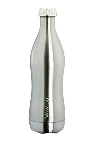 Dowabo Trinkflasche Pure Steel Collection - Kohlens?uredichte Isolierflasche aus Edelstahl - 12H hei? und 24H kalt - 750 ml von Dowabo