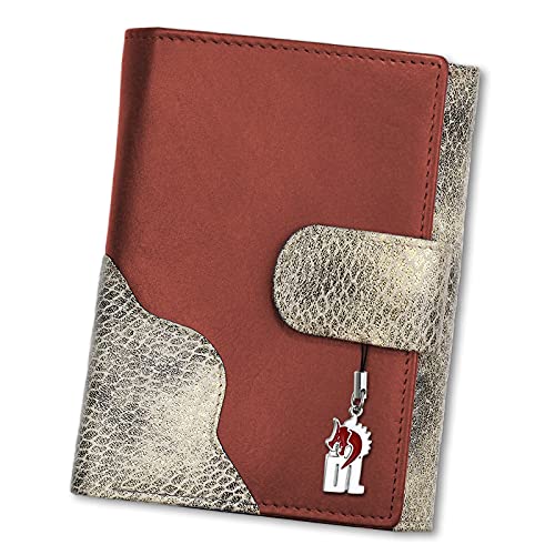 DrachenLeder Geldbörse Brieftasche rot grau Leder Portemonnaie hoch OPS700R Leder Portemonnaie von DrachenLeder
