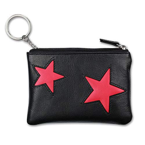 DrachenLeder Geldbörse Etui Brieftasche schwarz pink Schlüsseltasche OPS904P Leder Schlüsseltasche von DrachenLeder