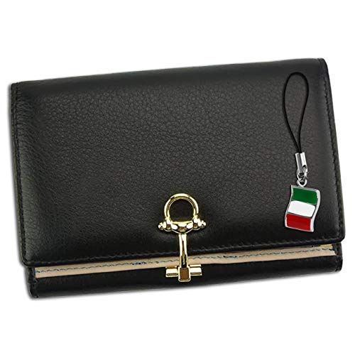 Florence Damen Leder Geldbörse schwarz Portemonnaie 19x15x2 Mehrfarbig OPF700S Leder Portemonnaie von DrachenLeder
