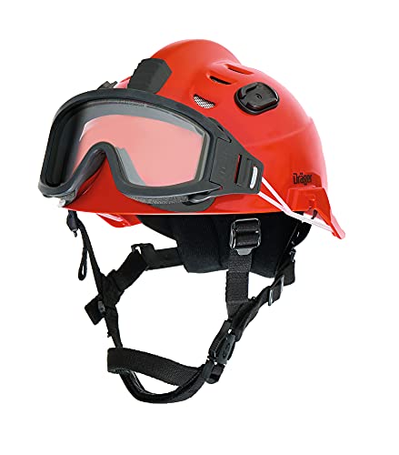 Dräger HPS 3500 Set Basis Verstellbarer Sicherheitshelm mit Schutzbrille rot für Baustellen, Bergbau, Feuerwehr und Notfalleinsätze von Dräger