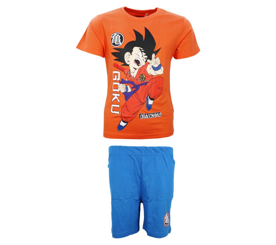 Dragon Ball Schlafanzug Anime Dragon Ball Goku Kinder Pyjama Shirt Shorts Gr. 134 bis 164, reine Baumwolle von Dragon Ball