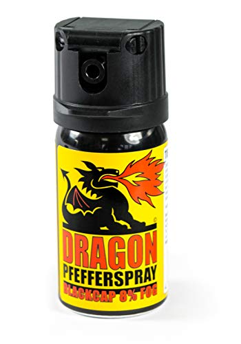 Pfefferspray Dragon Blackcap, Breitstrahl, 40 ml, Flip-Top Deckelkappe von Dragon