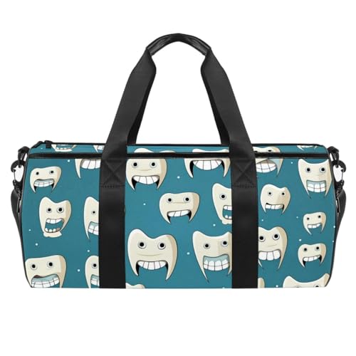 DragonBtu Handgepäck-Reisetasche – vielseitige und stilvolle Reisetasche mit mehreren Fächern, Cartoon, kleine Zähne, mehrfarbig 5, 45x23x23cm/17.7x9x9in, Reisetasche von DragonBtu