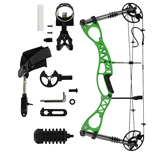 Drake Pathfinder Green Starter+ Compoundbogen Set - 40-65 lbs einstellbar - Compoundbogen 320 fps Geschwindigkeit Bogen mit Zubehör für Erwachsene Jugend Anfänger Jagdbogen von Drake Archery