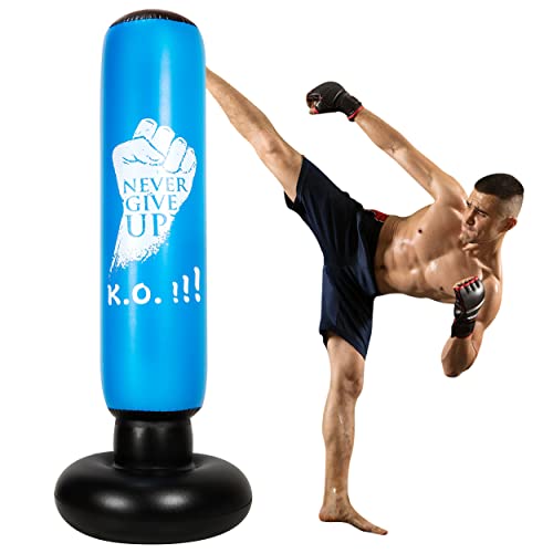 Freistehender Boxsack mit Ständer – schwerer Boxsack für Erwachsene – 160 cm Männer Stehständer Kickboxsack aufblasbar für Training MMA Muay Thai Fitness von Draplantya