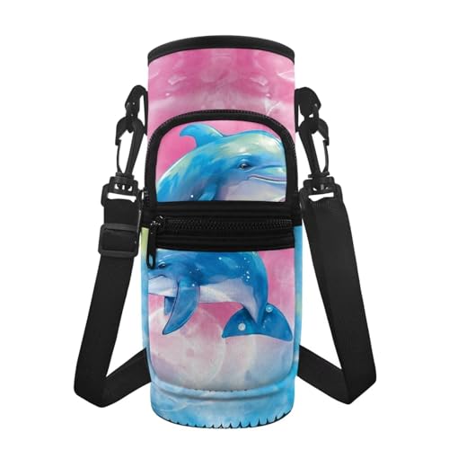 Dremagia Dolphin Wasserflaschen-Tragetasche, isoliert, mit verstellbarem Schultergurt und Tasche für Wandern, Camping, Sport, Wasserflaschenhalter von Dremagia