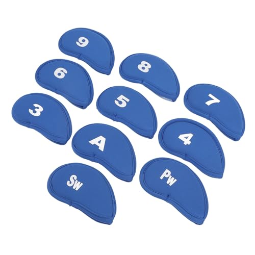 10-teiliges Golf-Eisenschläger-Abdeckungs-Set mit Klaren Zahlen, Weiches OK-Stoffmaterial für Zuverlässigen Schutz, Leichtes Design für Vielseitige Verwendung (Blue) von Drfeify