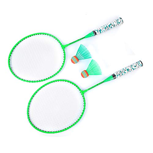 Badminton-SetBadmintonKinder-Badmintonschläger, 2-teilig, Set Leichte Badmintonschläger aus Eisenlegierung -BadmintonschlägerSchläger (Leuchtendes Grün) von Drfeify