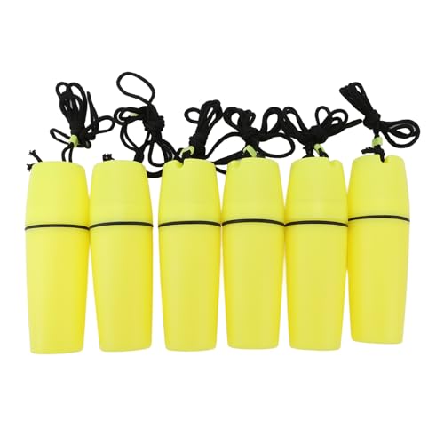 Drfeify 6 Stück Kajak-Behälter-Flasche, Wasserdichter Trockenkanister mit Hakenseil, Versiegelte Kajak-Flasche für Float-Tauchen, Kajak, Boot, Kanu, Schwimmen (Yellow) von Drfeify