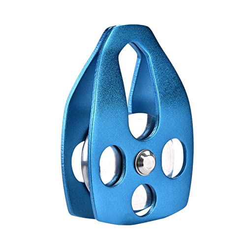 Drfeify Einzelne Riemenscheibe, 16KN Rollspannung | 32 KN Stillspannung, Kletterrolle aus Magnaliumlegierung mit Schaukelplatte für Klettern, Höhlenforschung, Bergsteigen (Blau von Drfeify