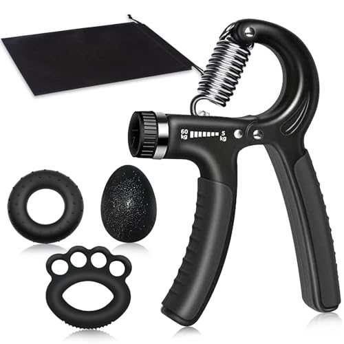 Drlmeio Handtrainer Unterarmtrainer, Forearm Trainer, Griffkraft Trainer Trainingsset-4er-Pack, Verstellbarer Widerstand Trainer, Finger Trainingsgerät, Trainingsring, Stressabbau-Griffkugel von Drlmeio