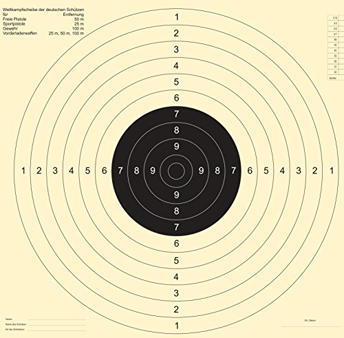 Schießscheiben Sportpistole Präzision (100 Stück OHNE Einsteckschlitz) von Druckteam Schleede & Partner