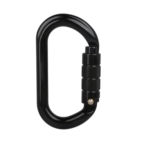 DryiC Klettern Karabiner Locking Karabiner Clip O-Förmige Selbstsichernde Karabinerhaken Für Seile,Schwarz von DryiC