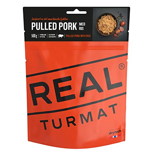 Drytech Real Turmat Pulled Pork mit Reis Trekking Mahlzeit Outdoor Essen Ration Nahrung von Drytech