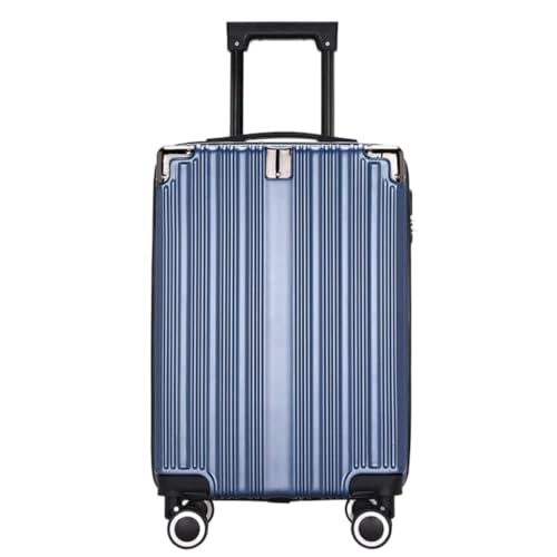 DsLkjh Reisekoffer Aluminiumrahmen-Koffer, Damen-Trolley, Boarding-Koffer, Licht-Sound-Lenkrad, Passwort, Zollschloss-Koffer Trolley (Color : Blue, Size : A) von DsLkjh
