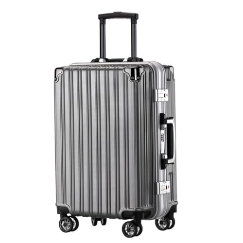DsLkjh Reisekoffer Herren- Und Damenkoffer Mit Aluminiumrahmen, Verschleißfeste Einfarbige Koffer, Einfache Reisetaschen Trolley (Color : Gray, Size : A) von DsLkjh