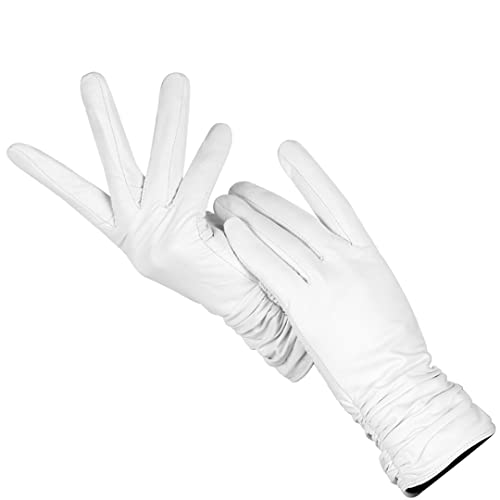 Fashion Comfort Weiße Handschuhe High-End Schaffell Lederhandschuhe Winter Kalt und Warm Weiß Handschuhe von Dsimilarl