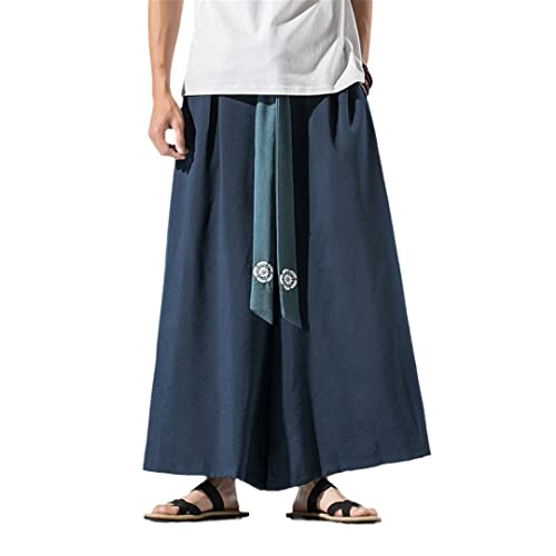 Japanischer Kimono, traditionelle Hose, für Herren, asiatische Streetwear, Mode, Freizeit, Leinen, modisch, weites Bein, Farbe 4 M von Dsimilarl