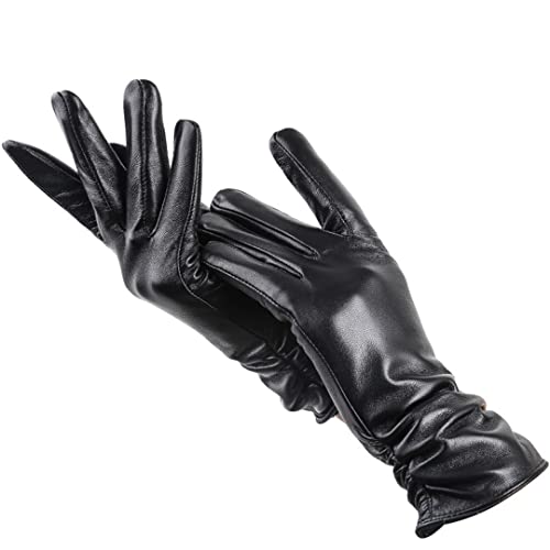 Modische schwarze Handschuhe, warme Lederhandschuhe für Damen, bequeme Damen-Lederhandschuhe von Dsimilarl