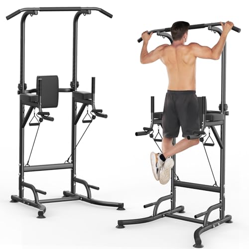 Dskeuzeew Power Tower, Dip Station multifunktionale Kraftstation Kraftturm Trainingsgerät höhenverstellbar Max 150KG von Dskeuzeew