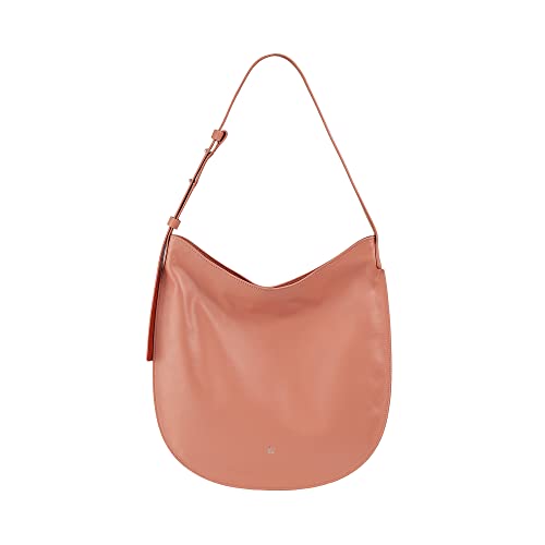 DUDU Damen Umhängetasche aus weichem Leder, Hobo Bag mit Reißverschluss, große verstellbare farbige Umhängetasche Flamingo rosa von DuDu