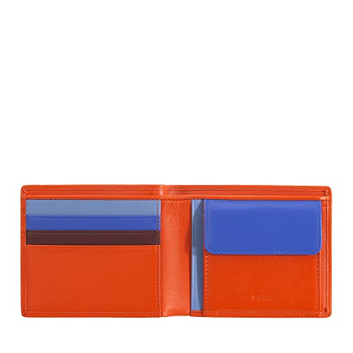 DUDU Herrenportemonnaies, flach, aus Leder, mit RFID-Schutzsystem Kreditkartenfächer mit Münzfach, farbiges Portemonnaie Orange von DuDu