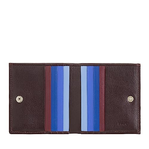 DUDU Mehrfarbiges Portemonnaie RFID in Leder mit Kartensteckfächer und Münzfach Dunkelburgundy von DuDu