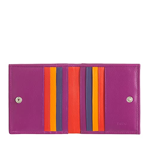 DUDU Mehrfarbiges Portemonnaie RFID in Leder mit Kartensteckfächer und Münzfach Fuchsia von DuDu