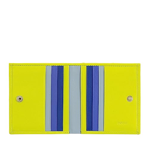 DUDU Mehrfarbiges Portemonnaie RFID in Leder mit Kartensteckfächer und Münzfach Lime von DuDu