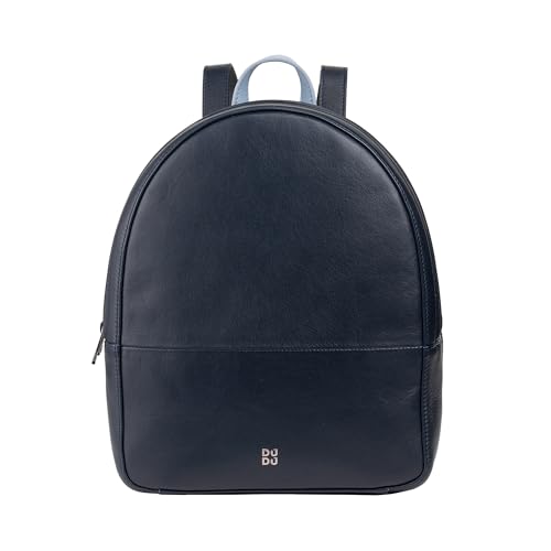 DUDU Rucksack Damen Bunt Sommerlich aus weichem Leder Rucksack Multicolor mit doppeltem Reißverschlussfach Navy von DuDu