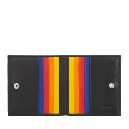 DuDu Mehrfarbiges Portemonnaie RFID in Leder mit Kartensteckfächer und Münzfach Schwarz von DuDu
