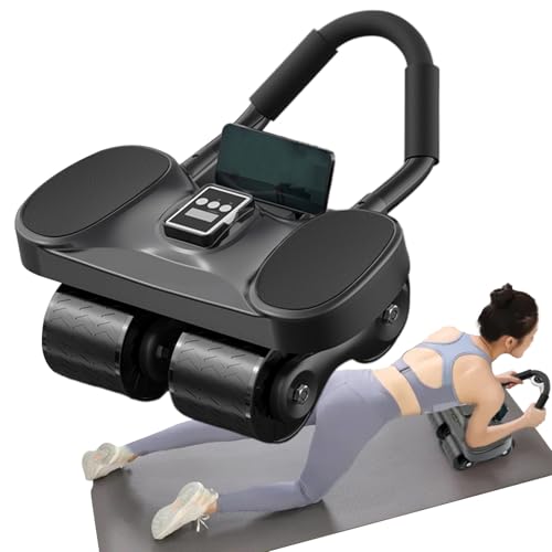 Dubbulon Bauchtrainer Rad - Leiser Heimtrainer Für Zuhause - Automatische Rückholfunktion Mit Zähler Und Ellbogenstütze Für Männer Anfänger Sport Zuhause Reisen Wohnung Garten von Dubbulon