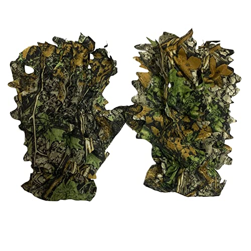 Dubbulon Grüne Camo-Handschuhe - Vollfinger-Camouflage-Handschuhe Realistische Blatt-Handschuhe,Jagdzubehör Ghillie-Handschuhe für die Vogelbeobachtung, die Elchjagd im Freien von Dubbulon