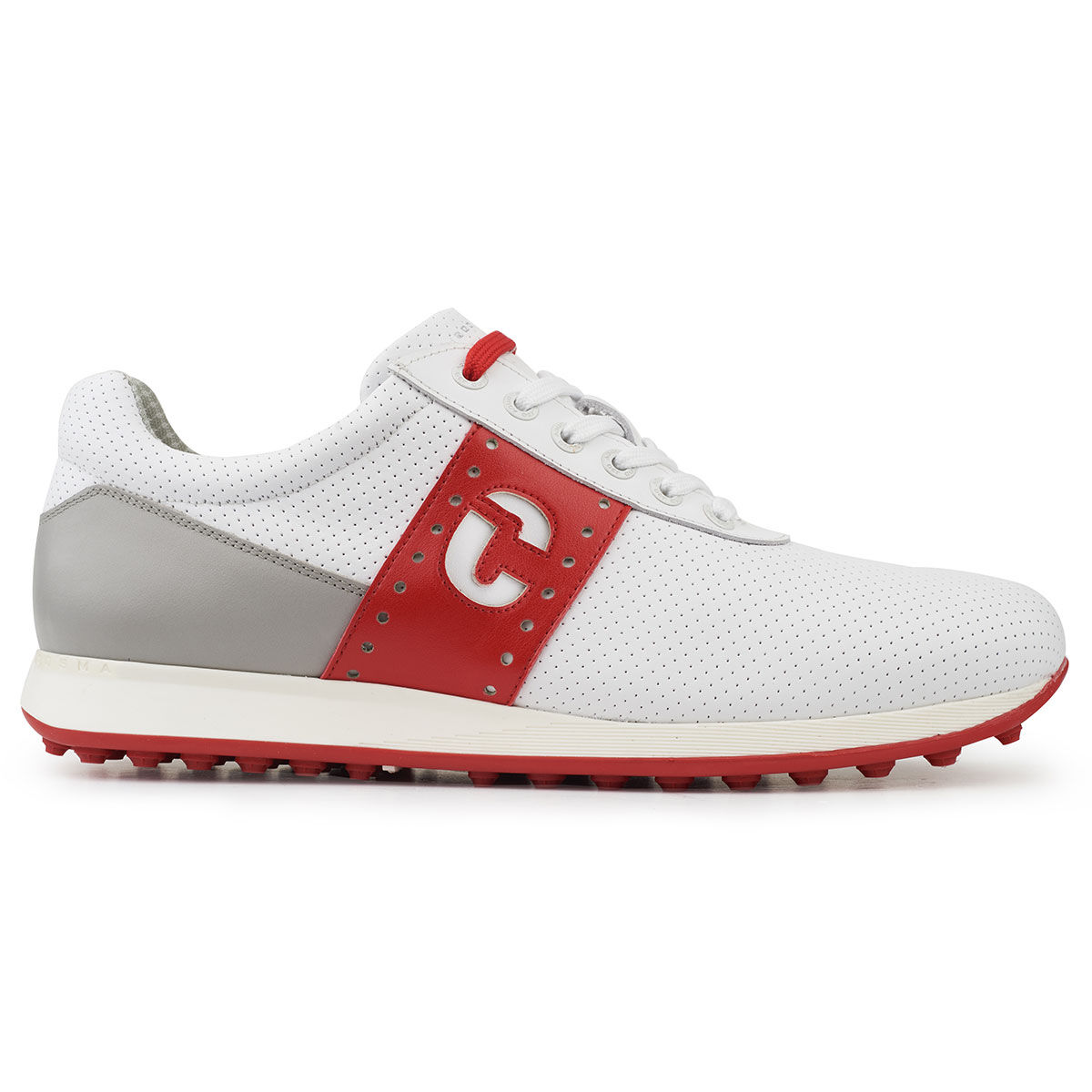 Duca Del Cosma Men's White, Grey and Red Belair Waterproof Spikeless Golf Shoes, Size: 11 | American Golf von Duca Del Cosma